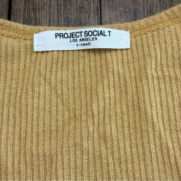 EUC PROJECT SOCIAL T VOYAGER NOTCH NECK RIB LONG SLEEVE. Color mustard, sz XS. - Picture 3 of 7